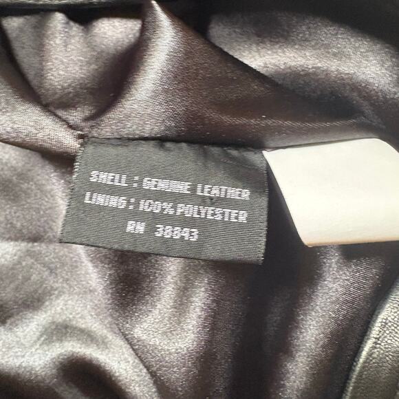 IZZI Collections black leather full zip collar bomber jacket SIZE L - Picture 5 of 6